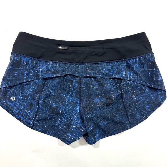 Lululemon Speed Shorts Size 8 City Lights Blue Black - Picture 2 of 8